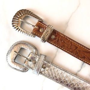 Pair of Vintage 1" Wide Belts in Size Medium